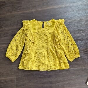 Anthropologie Clementine Yellow Eyelet Blouse Size 4 / Small